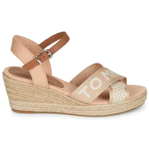 Tommy Hilfiger – TOMMY WEBBING LOW WEDGE SANDAL Beige pas cher en vente 10