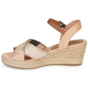 Tommy Hilfiger – TOMMY WEBBING LOW WEDGE SANDAL Beige pas cher en vente 14