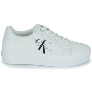 pas cher marque Calvin Klein Jeans – VULC FLATFORM LACEUP Blanc 10