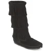 boutique Minnetonka – CALF HI 3 LAYER FRINGE BOOT Noir 20