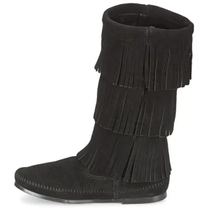 boutique Minnetonka – CALF HI 3 LAYER FRINGE BOOT Noir 14